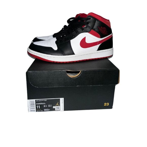 Air Jordan 1 Mid Gym Red Black White Men's Size 11 - 554724-122 - Picture 2 of 7
